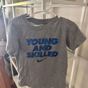 Nike Kids Gray Tee with Blue Graphic